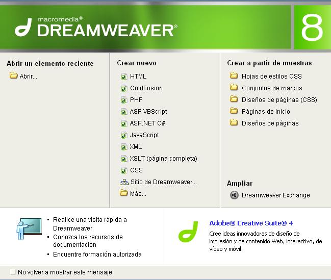 Entrar. Introducción a Dreamweaver